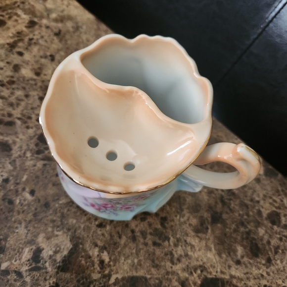 Brandenburg Gilded Porcelain Moustache or Shaving Mug GOLD W/PINK ROSES EUC - Picture 2 of 5